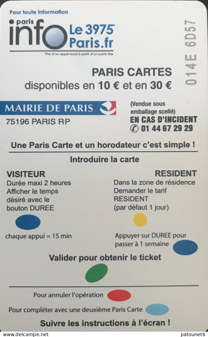 Stationnement  -   PARIS   - Pensez Aux Handicapés   -  10 E. - Parkkarten