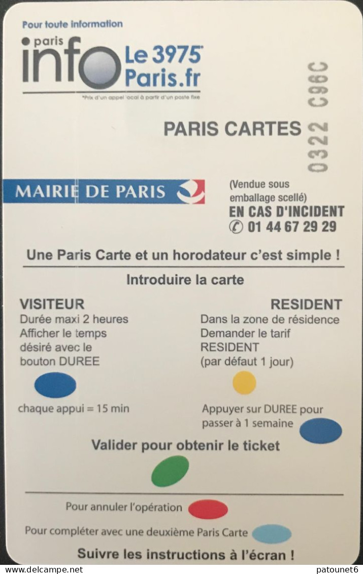 Stationnement  -   PARIS   - Pensez Aux Handicapés   -  15 E. - Parkeerkaarten