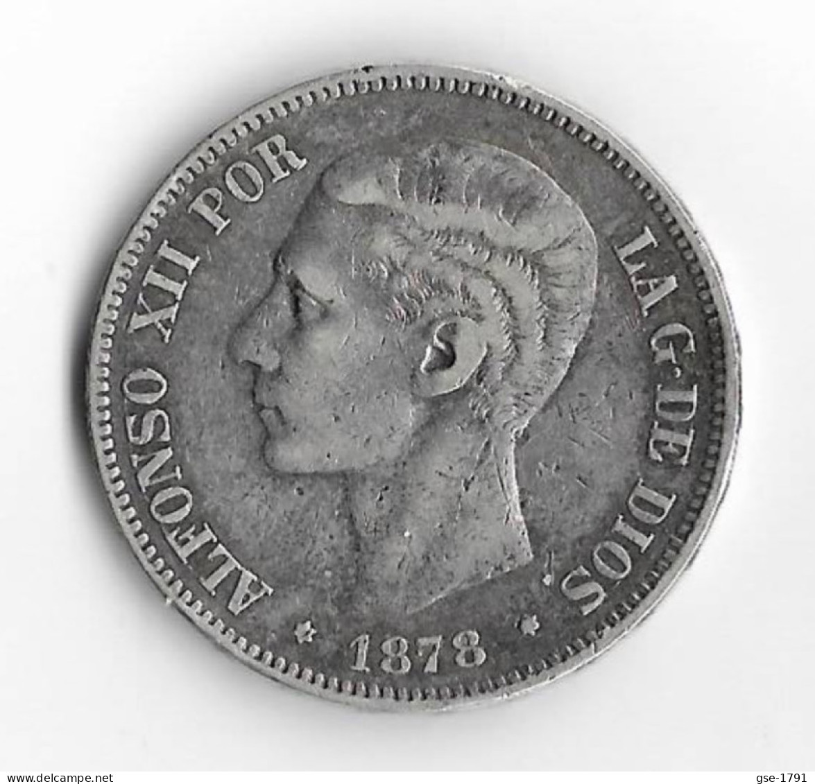 ESPAGNE  5 Pesetas  ALPHONSE XII  1878  DE.M , TB+ - Monedas Provinciales