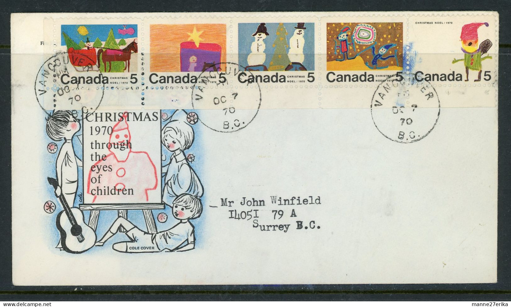 Canada FDC 1970 Christmas - Covers & Documents