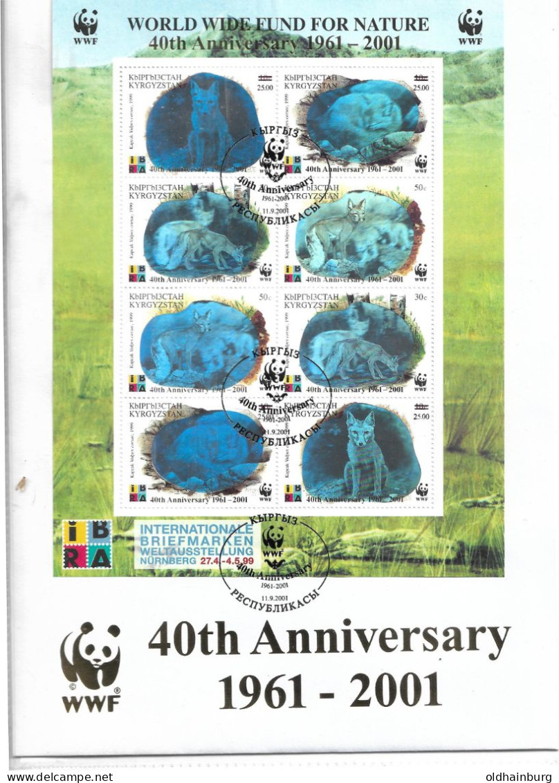 1131k: Hologramm- Kleinbogen Kirgistan 2001, WWF- Ausgabe Zum 40. Geburtstag Des WWF, FDC Großkuvert - Ologrammi