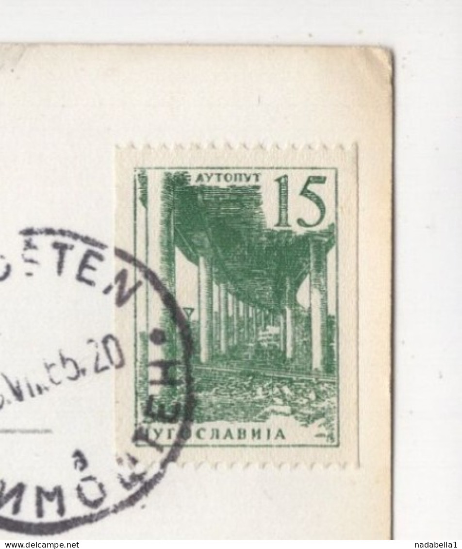 1965. YUGOSLAVIA,CROATIA,PRIMOSTEN,POSTCARD,USED,ERROR: 15 DIN STAMP NOT PERFORATED ON BOTH SIDES - Non Dentelés, épreuves & Variétés