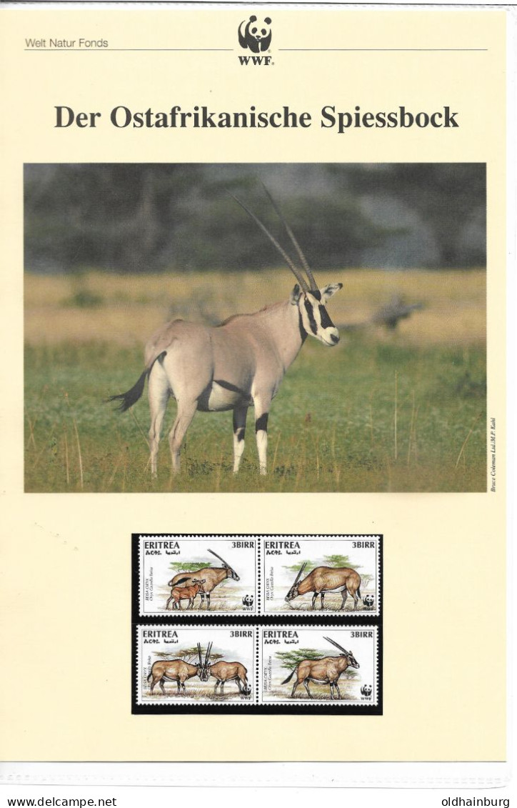 1137a: Eritrea 1996, WWF- Ausgabe Ostafrikanischer Spiessbock, Serie **/ FDC/ Maximumkarten, Jeweils In Schutzhüllen - Erythrée