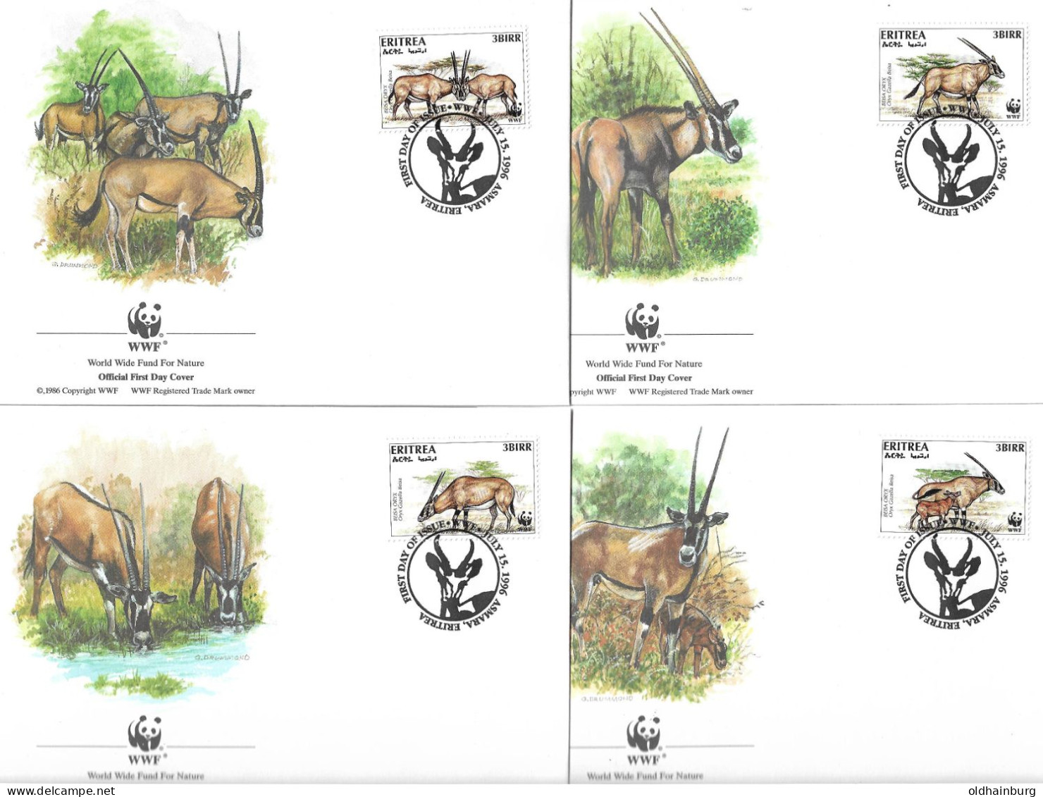 1137a: Eritrea 1996, WWF- Ausgabe Ostafrikanischer Spiessbock, Serie **/ FDC/ Maximumkarten, Jeweils In Schutzhüllen - Erythrée