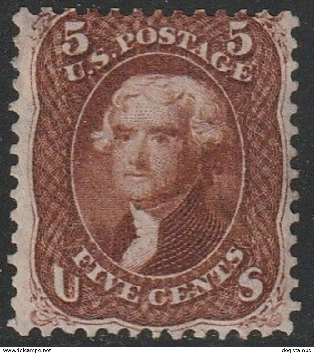 Us 1862 / 5 Cent Jefferson  Scott 75 Reddish Brown / VF Unused Stamp CV $2000 - Ungebraucht