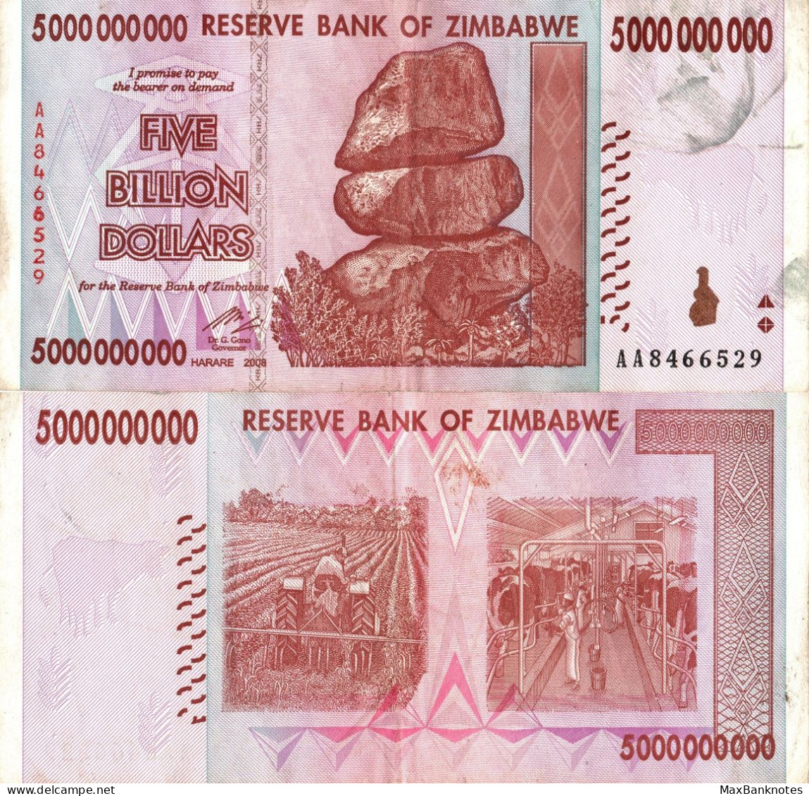 Zimbabwe / 50.000.000.000 Dollars / 2008 / P-84(a) / VF - Zimbabwe