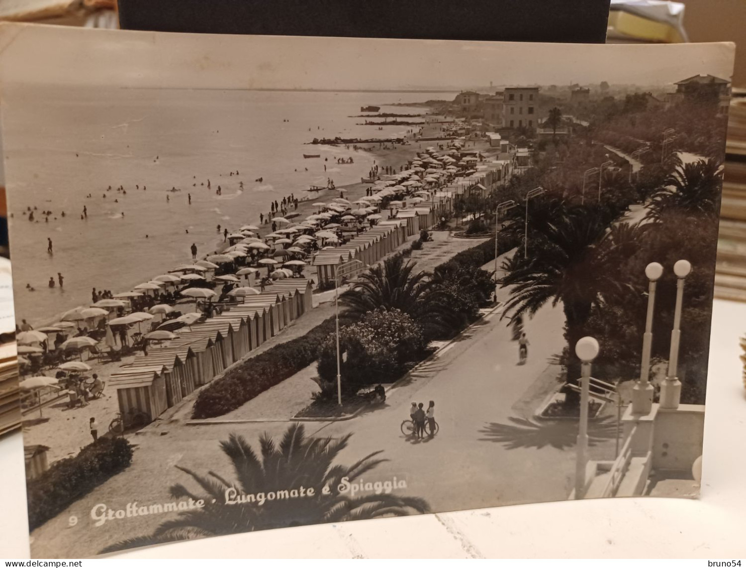 Cartolina   Grottammare Provincia Ascoli Piceno , Lungomare E Spiaggia 1955 - Ascoli Piceno