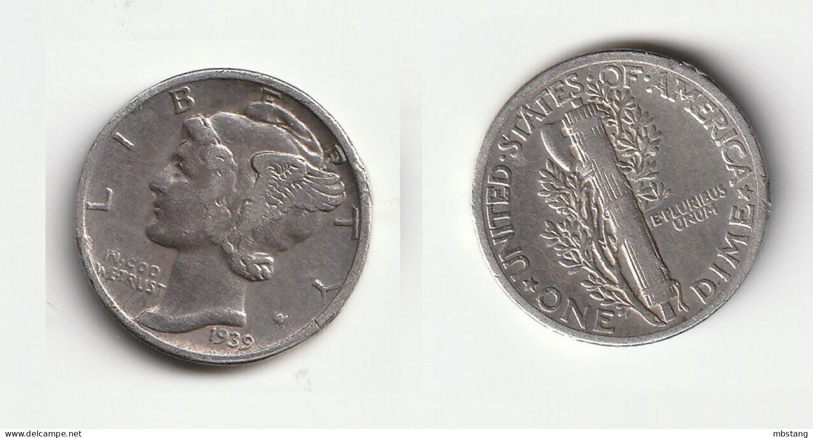 ESTADOS UNIDOS   1 Dime "Mercury Dime" 1939  Silver (.900) • 2.5 G •  17.9 Mm KM# 140 - 1916-1945: Mercury (kwik)