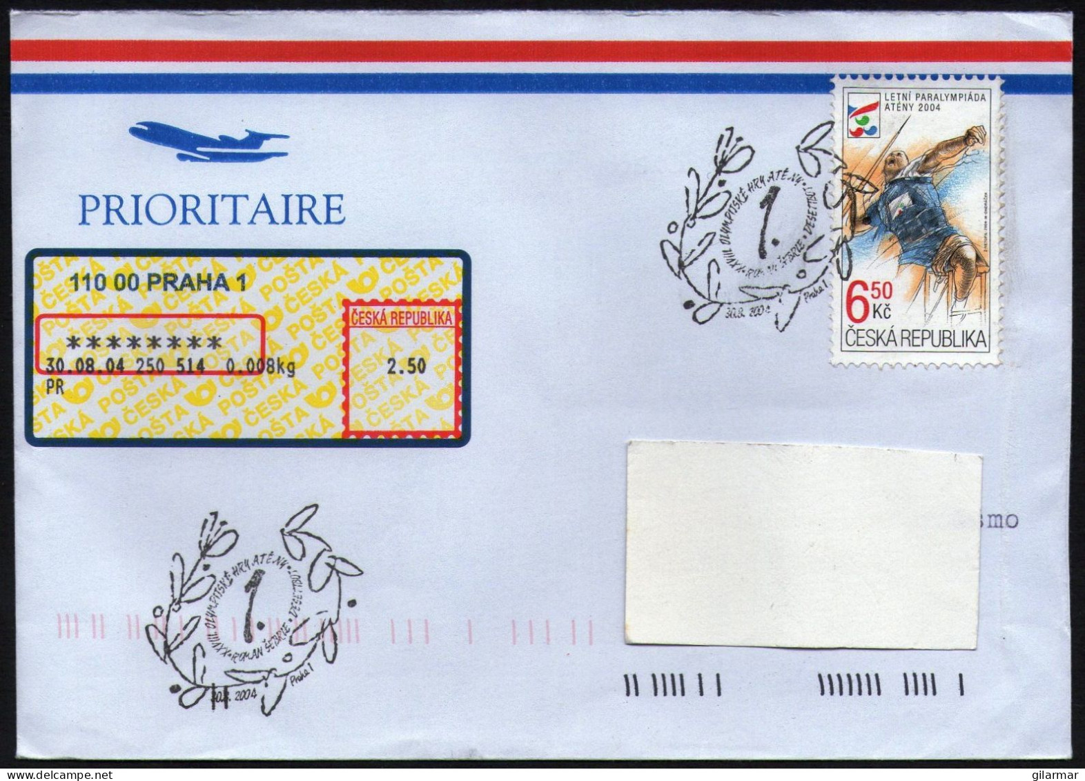 CZECH REPUBLIC PRAGUE 2004 - OLYMPIC GAMES ATHENS 2004 - MAILED COVER - M - Summer 2004: Athens