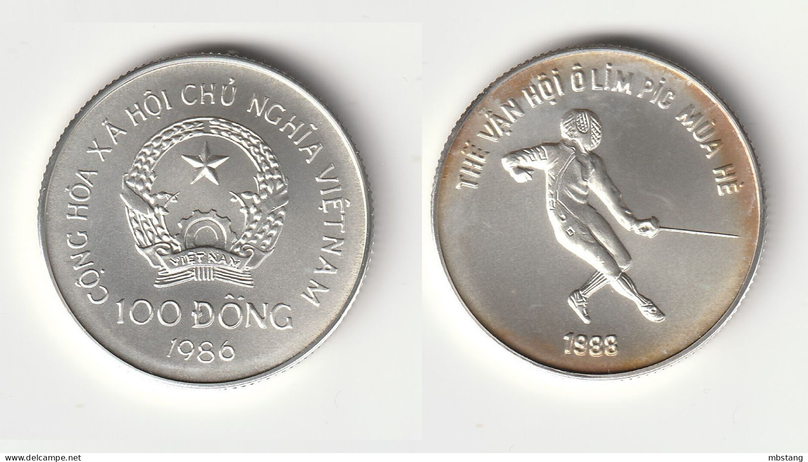 VIETNAM 100 Đồng (Summer Olympics Seoul 1988) 1986 Silver (.999) • 12 G •  30 Mm KM# 24 - Viêt-Nam