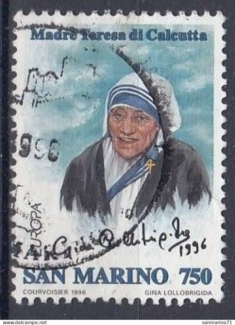 SAN MARINO 1650,used,falc Hinged - Mother Teresa