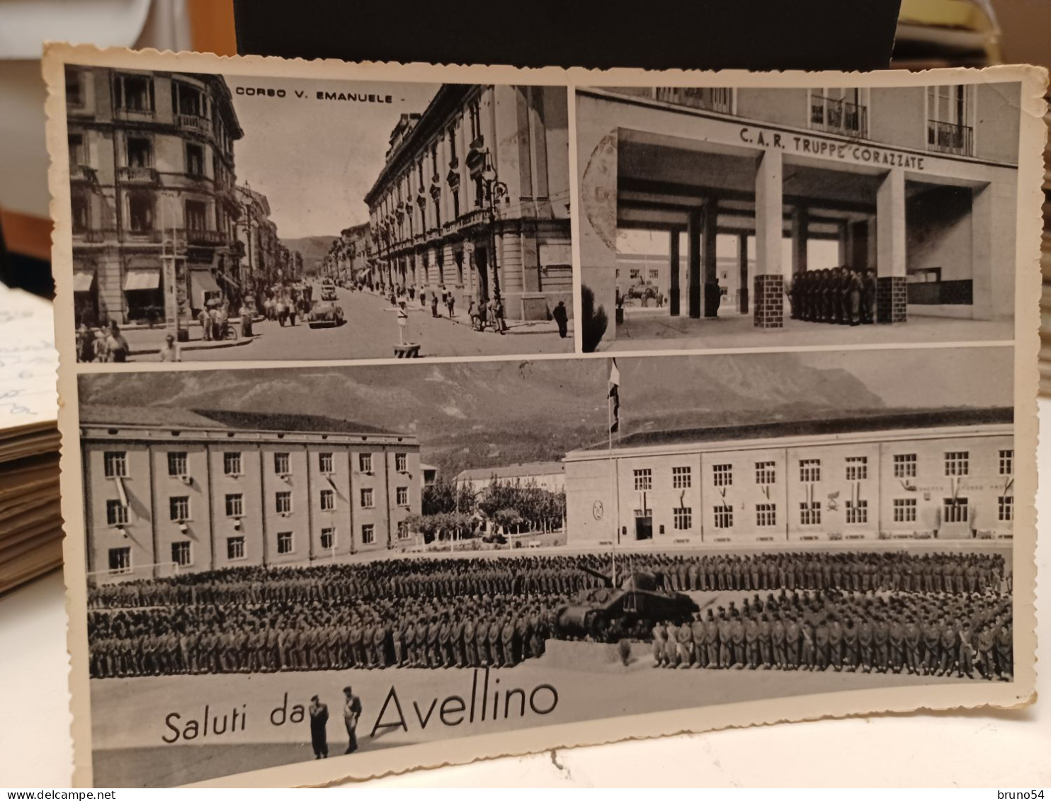 Cartolina Saluti Da Avellino , C.A.R. Truppe Corazzate , Corso Vittorio Emanuele,caserma , Anni 50 - Avellino