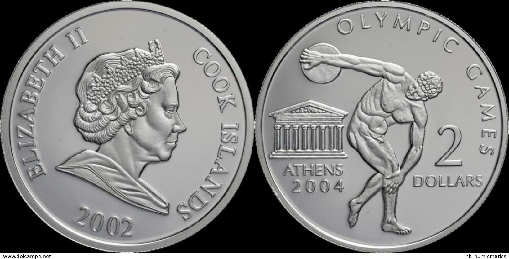 Cook Islands 2 Dollars 2002- Olympic Games 2004 In Athens Proof In Plastic Capsule - Cookeilanden