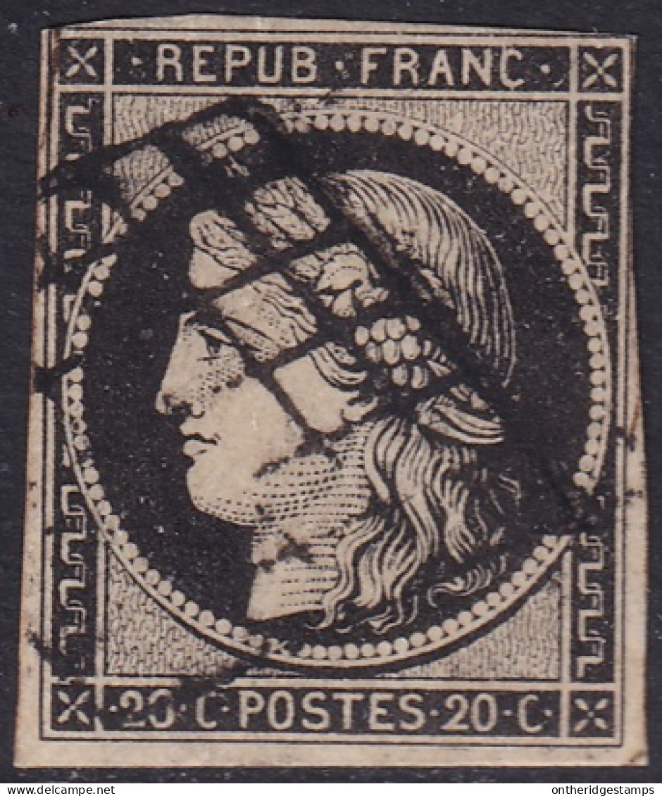France 1849 Sc 3 Yt 3 Used Grille Cancel - 1849-1850 Ceres