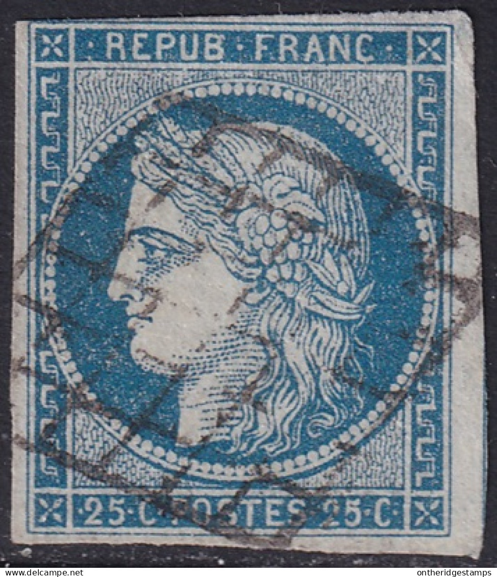 France 1850 Sc 6 Yt 4 Used Grille Cancel Small Corner Thin - 1849-1850 Ceres