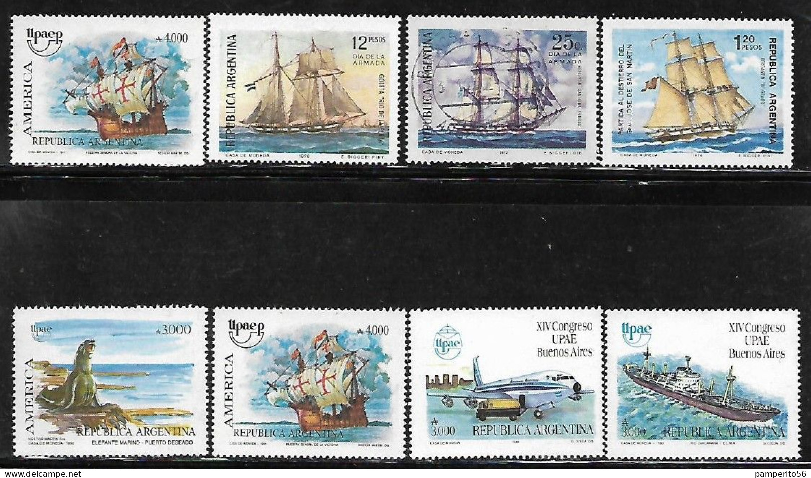 ARGENTINA - AÑOS 1979-1990 - TEMA UPAE AMERICAS - BARCOS, AVIONES - SHIPS, BOATS, PLANES - Collections, Lots & Séries