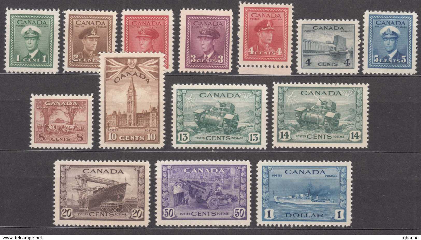 Canada 1942 Destroyer Set Mi#216-229 Mint Never Hinged - Ongebruikt