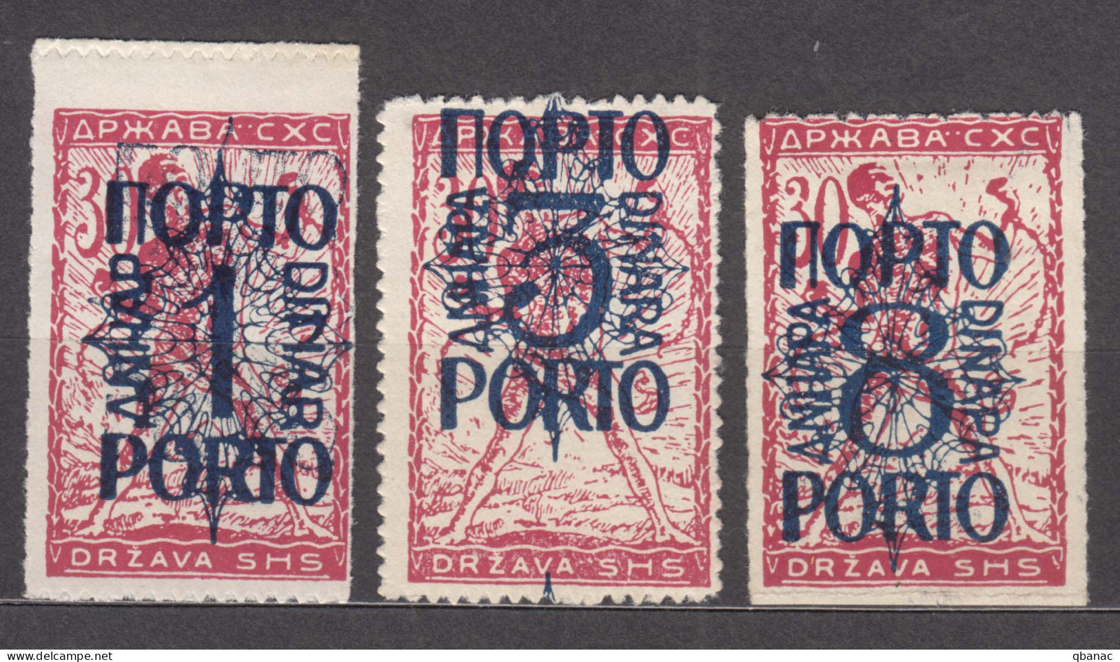 Yugoslavia Kingdom SHS Issues For Slovenia 1920 Porto Mi#48-50 II Mint Hinged - Nuevos