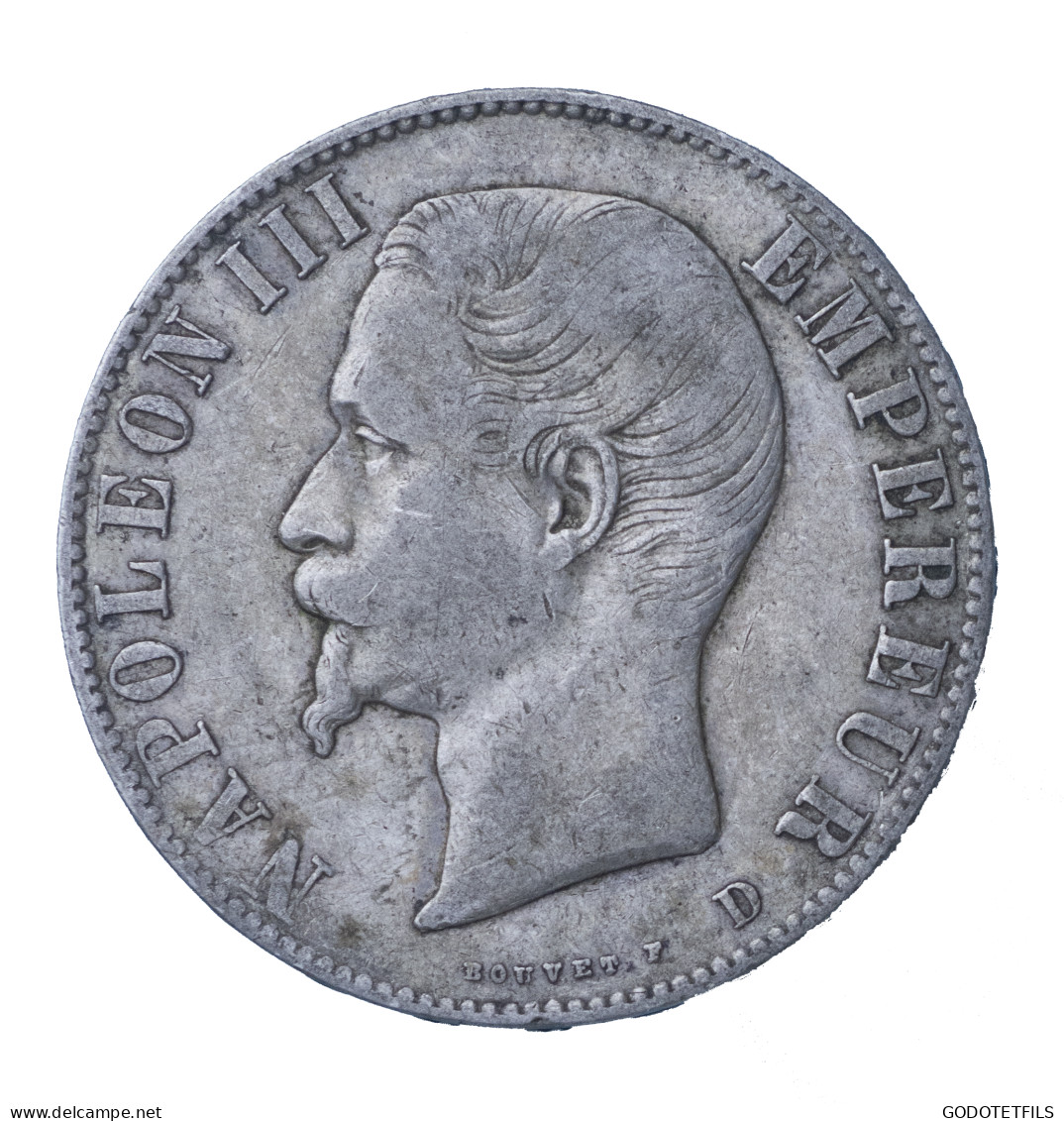 5 Francs Napoléon III, Tête Nue 1855 Lyon - 5 Francs