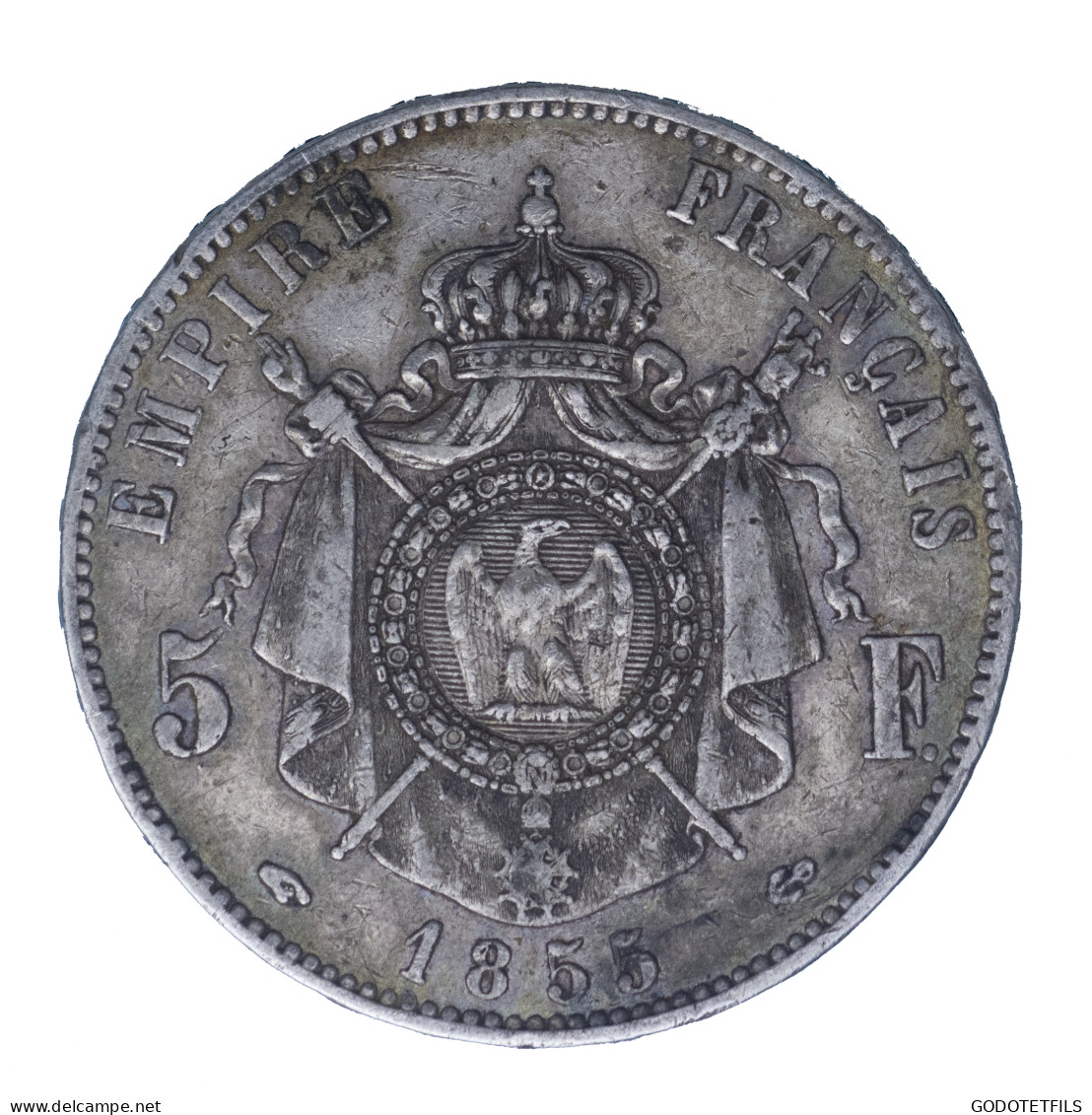 5 Francs Napoléon III, Tête Nue 1855 Paris - 5 Francs