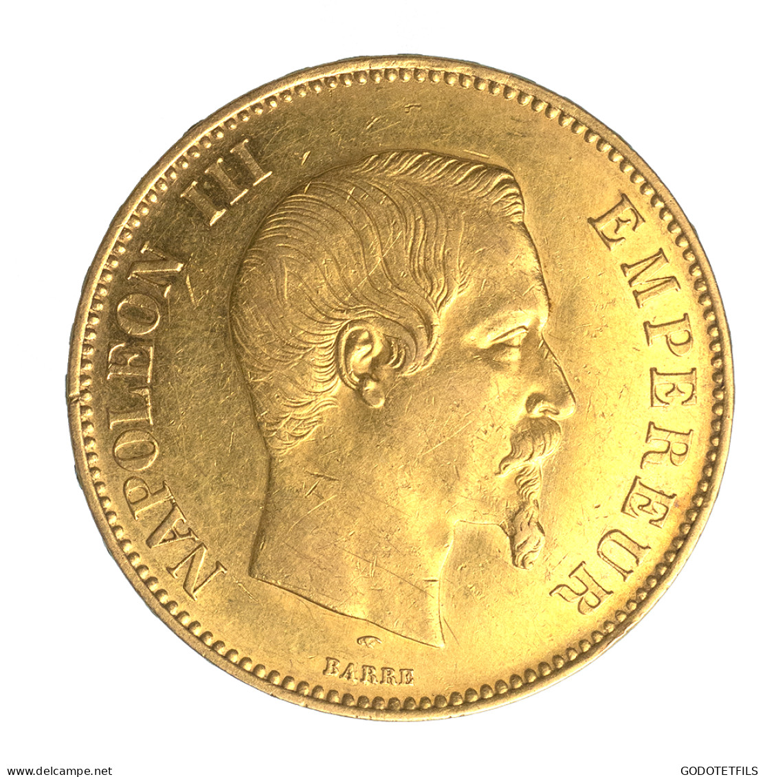 Second Empire - 100 Francs Napoléon III, Tête Nue 1855 Paris - 100 Francs-or