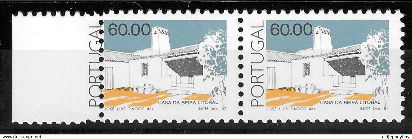 PORTUGAL 1987 Beira Coast House - ARQUITECTURA ARCHITECTURE PAIR WITH PERFORATION ERROR VARIETY ERRO  RARE MNH** - Nuovi