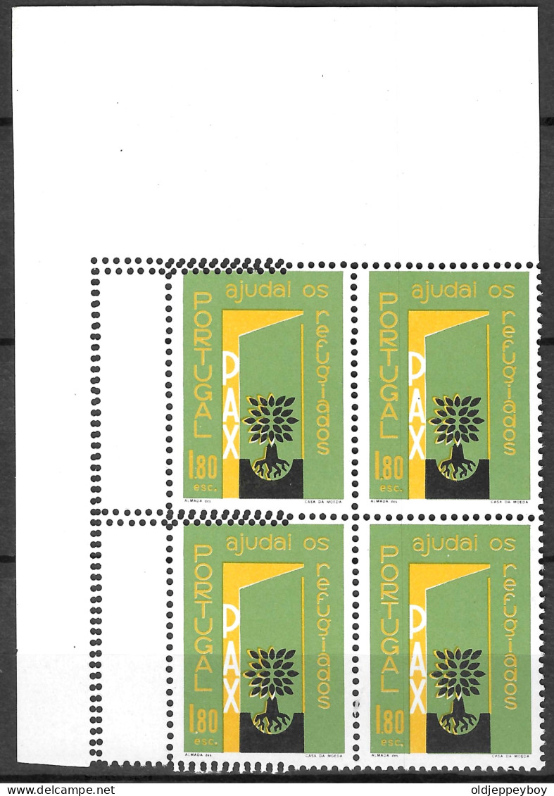 PORTUGAL ERROR VARIETY ERRO 1960 World Refugees 1$80 Top Marginal Block Of Four With Partial Triple Perforation MNH** - Unused Stamps