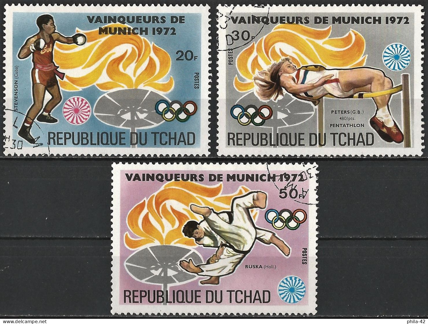 Chad 1972 - Mi 627/29 A - YT 288E/288G ( Munich Olympic Games ) Complete Set - Tchad (1960-...)