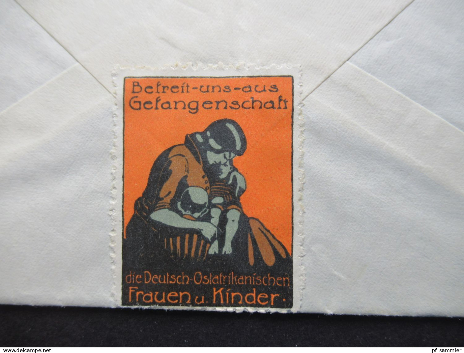 Schweiz 1917 Tell EF Stempel DAVOS - DORF Mit Inhalt! Rücks. Vignette Befreit Uns Aus Der Gefangenschaft Ostafrikanische - Cartas & Documentos