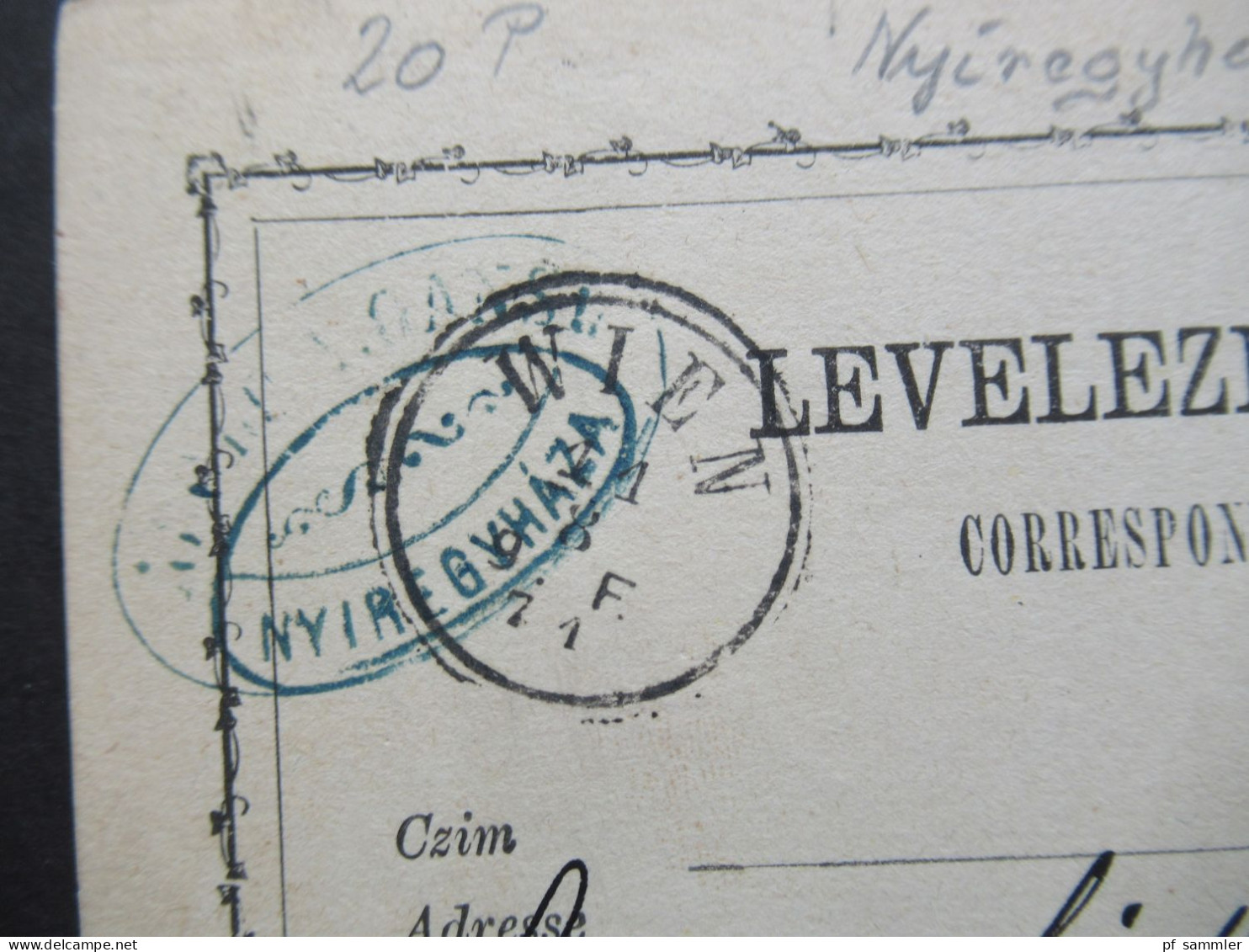 Ungarn Ganzsache Correspondenz Karte 10.8.1871 Stempel Nyiregyhaza Und Kleiner Ank. Stempel Wien - Ganzsachen