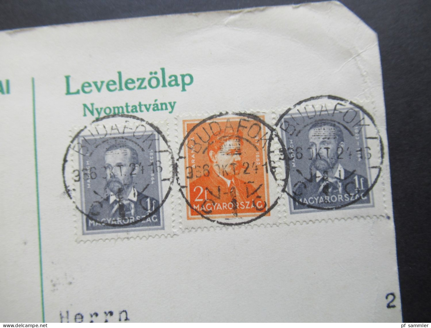 Ungarn 1936 Postkarte / Werbe PK Stefan Mit Der Krone 1882 / Pusztagold /Grof Keglevich Istvan Utodai Budafok Nach Wien - Covers & Documents