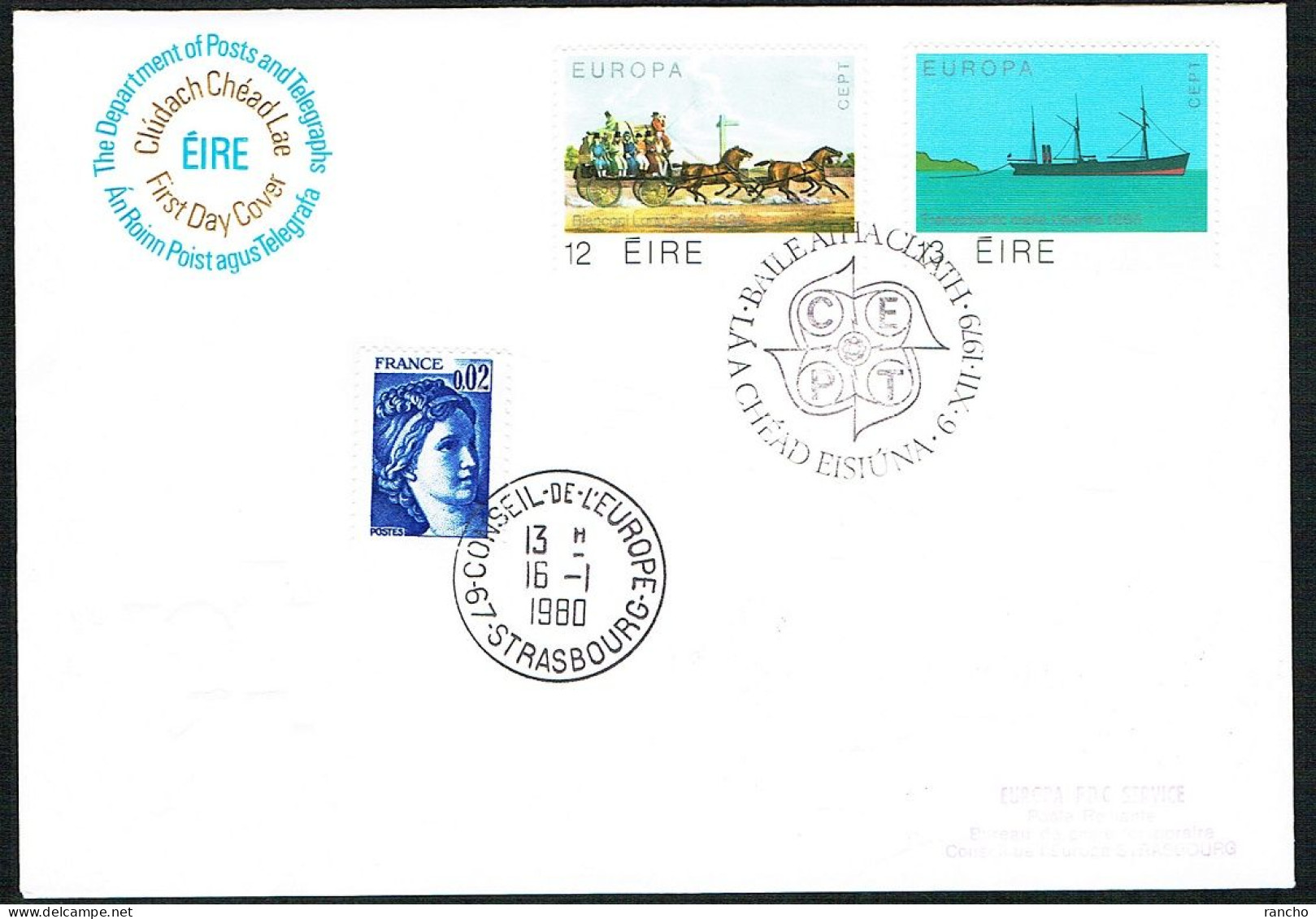 EUROPA FDC SERVICE . TIRAGE LIMITE Nr: 70/26. DU CONSEIL DE L'EUROPE STRASBOURG .IRLANDE .6.12.1979. - Briefe U. Dokumente