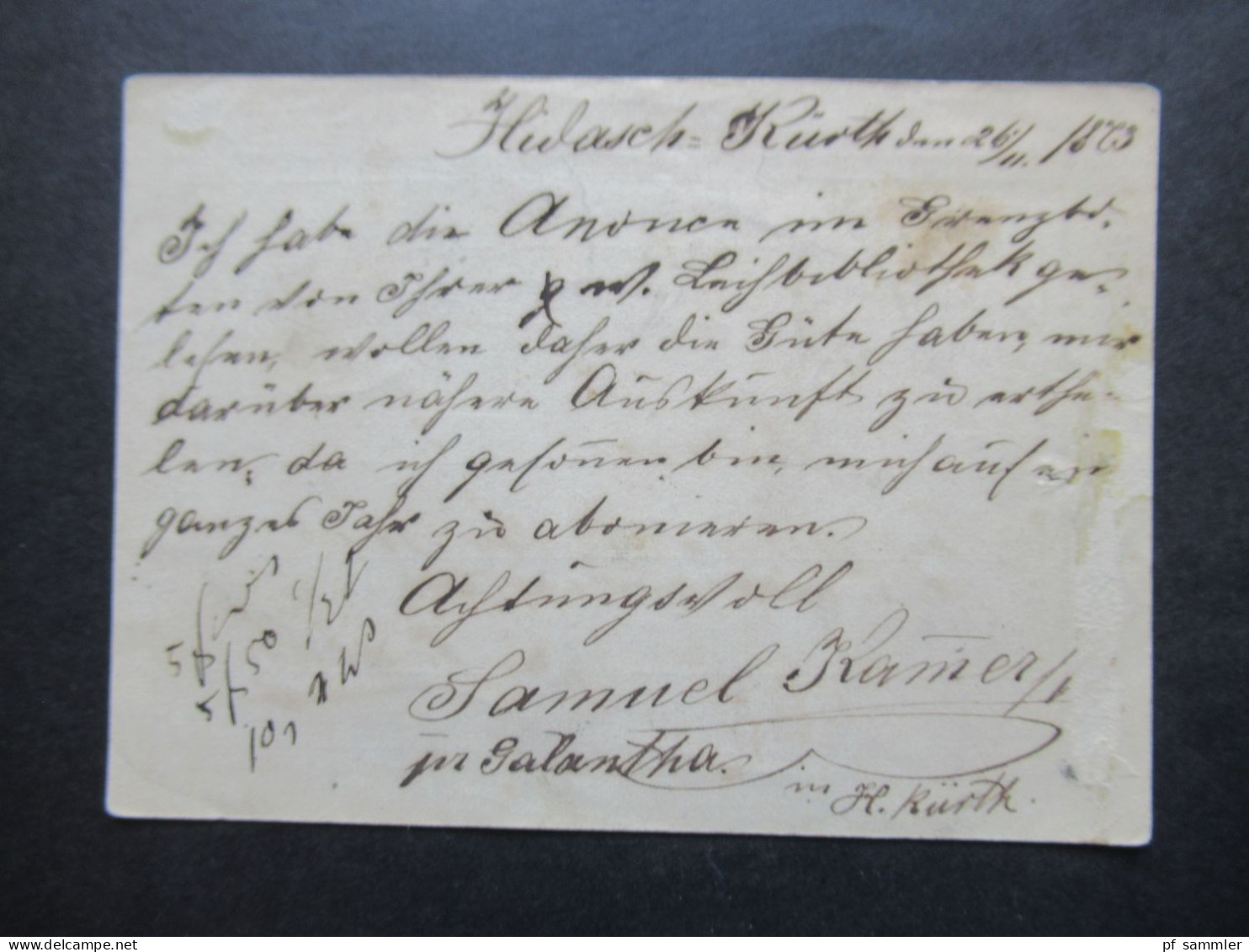 Ungarn Ganzsache Correspondenz Karte 25.11.1873 Nach Pressburg Gesendet - Interi Postali