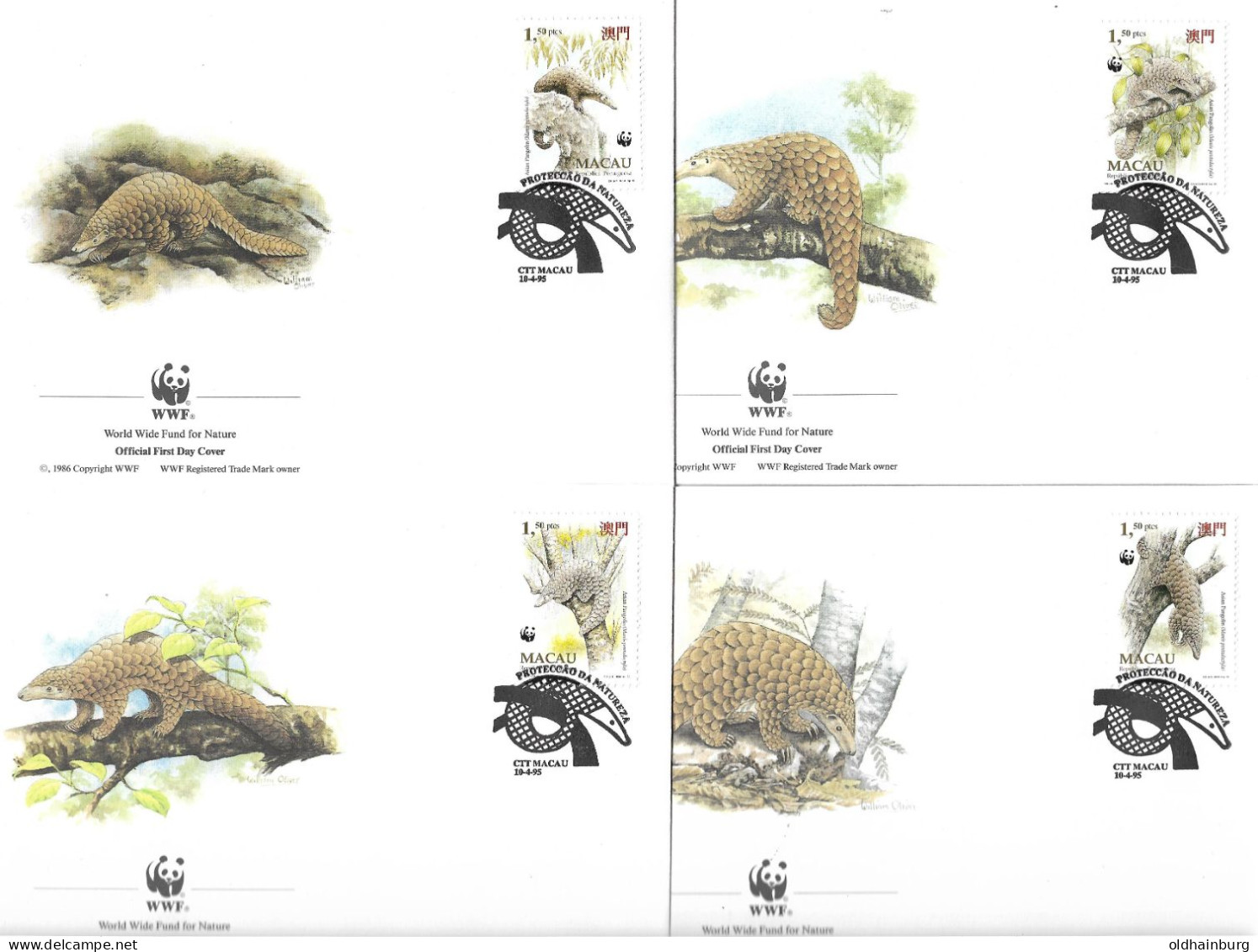 1135j: Macau 1995, WWF- Ausgabe Schuppentier, Serie **/ FDC/ Maximumkarten, Jeweils In Schutzhüllen - Maximumkaarten