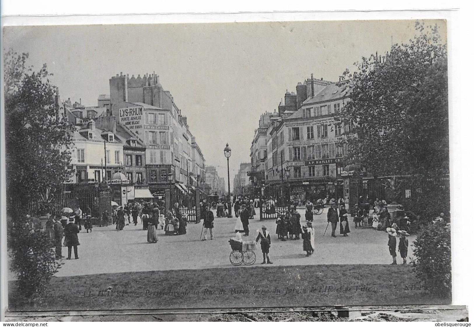 76 LE HAVRE UNE RUE TRES ANIMEE  RUE DE PARIS JARDIN HOTEL DE VILLE POUSSETTE EN 1907 L Et L FOULE TOP - Square Saint-Roch