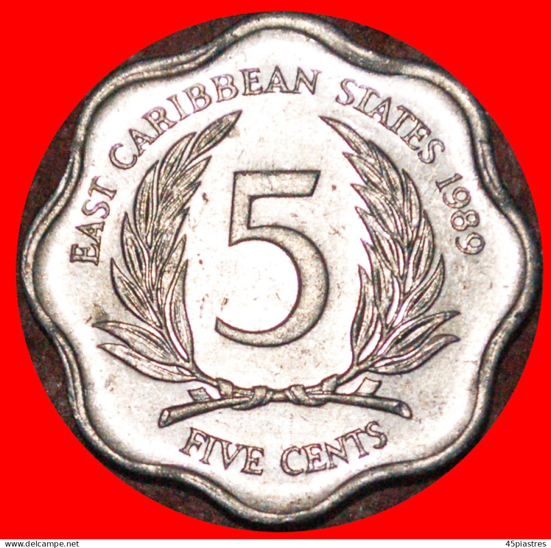 * GREAT BRITAIN (1981-2000): EAST CARIBBEAN  5 CENTS 1989! ELIZABETH II (1953-2022) · LOW START! · NO RESERVE!!! - Territoires Des Caraïbes Orientales