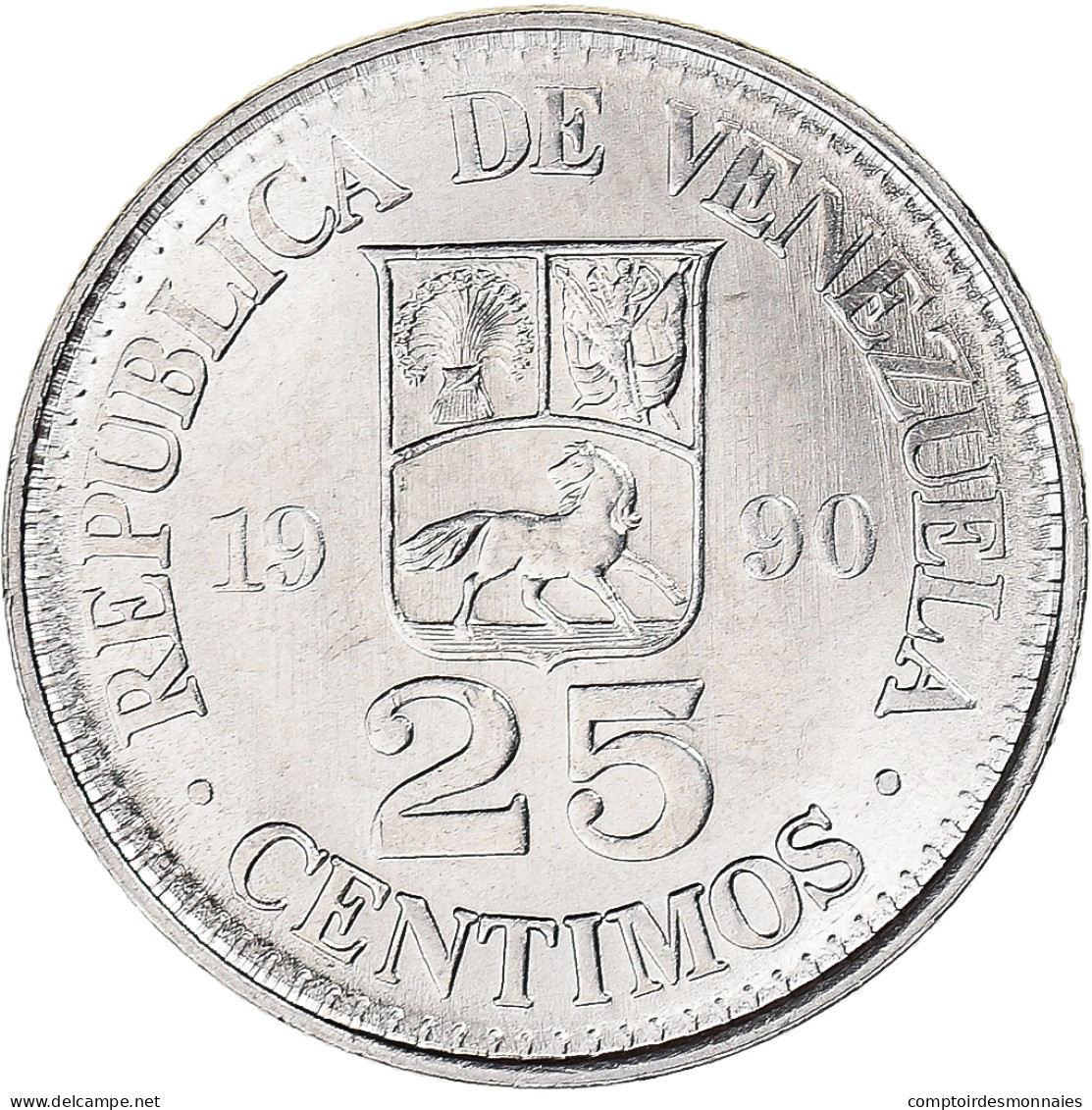 Monnaie, Venezuela, 25 Centimos, 1990 - Venezuela