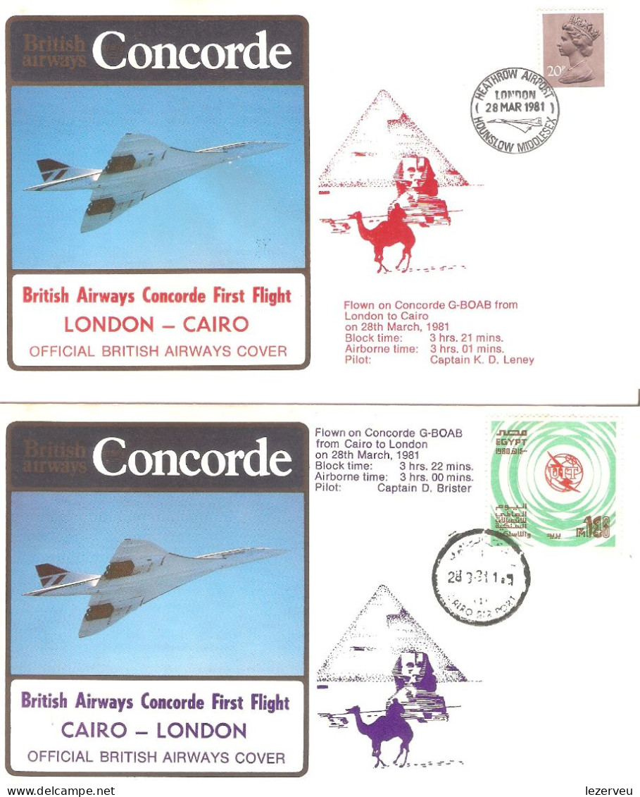 CONCORDE PREMIER 1er VOL FIRST FLIGHT BRITISH AIRWAYS LONDON CAIRO LONDRES LE CAIRE - Otros & Sin Clasificación