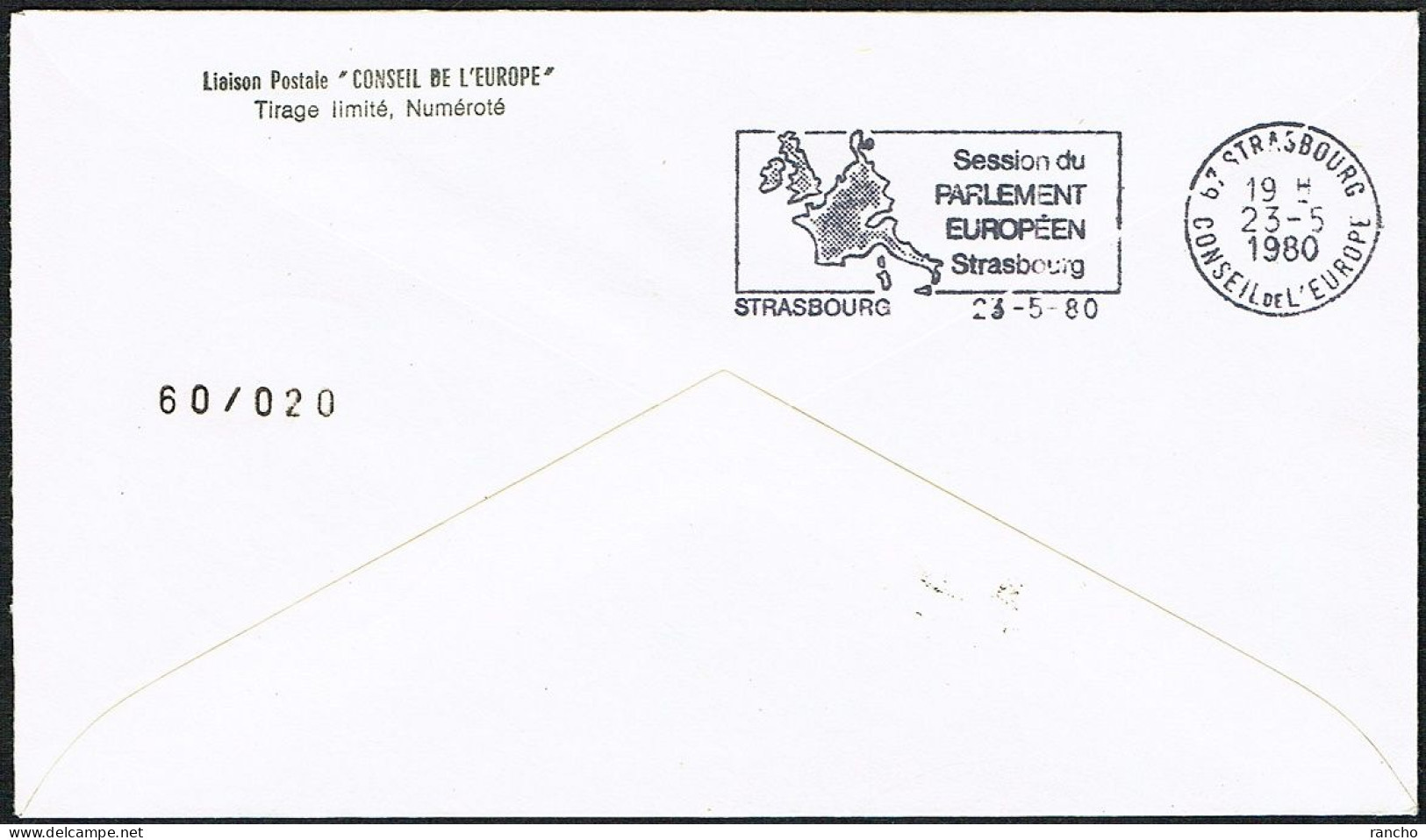 EUROPA FDC SERVICE . TIRAGE LIMITE Nr:60/20 DU CONSEIL DE L'EUROPE STRASBOURG. ANKARA .28.4.1980.TURQUIE. - 1934-39 Sandschak Alexandrette & Hatay