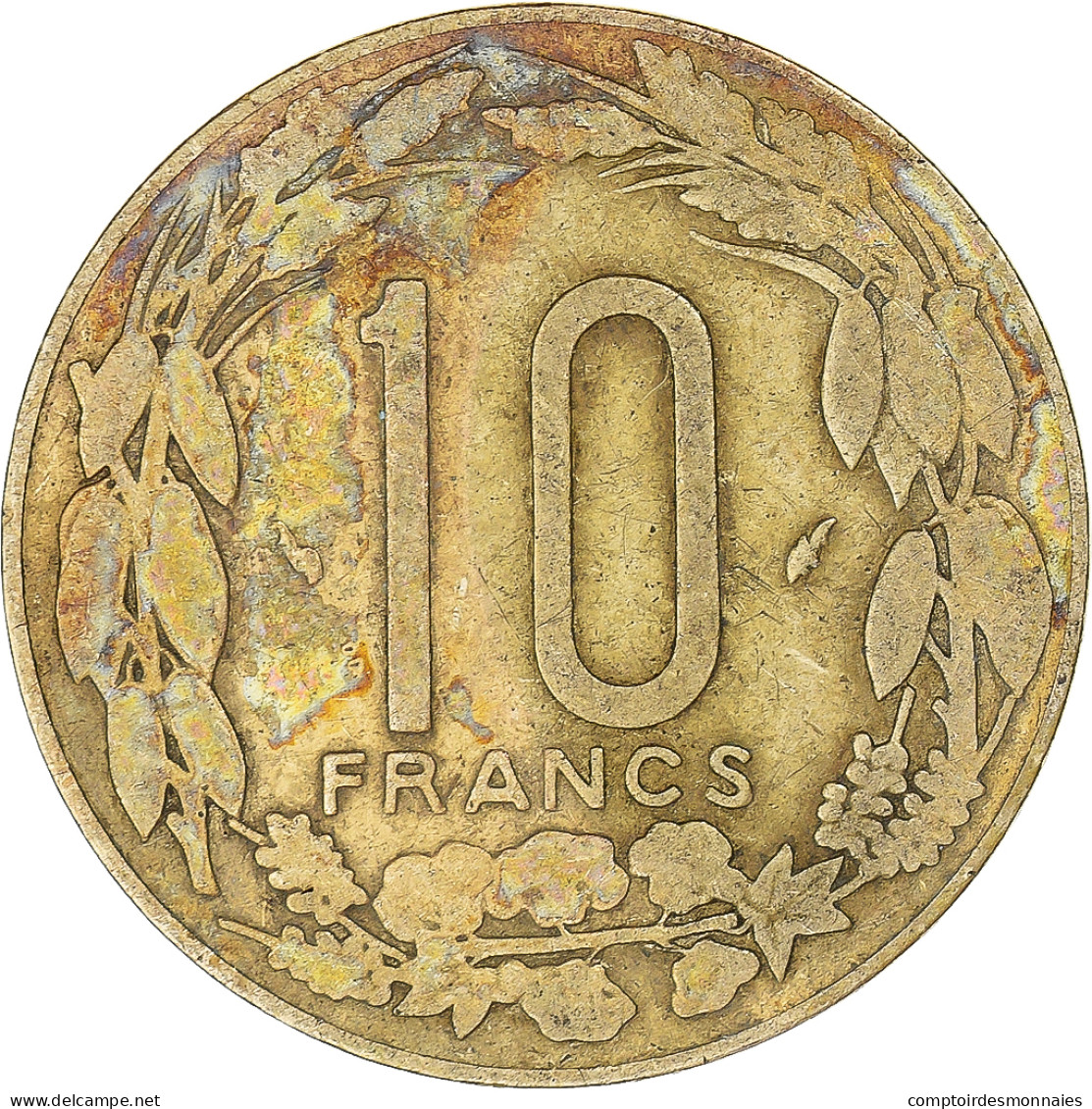 Monnaie, États De L'Afrique Centrale, 10 Francs, 1976 - República Centroafricana