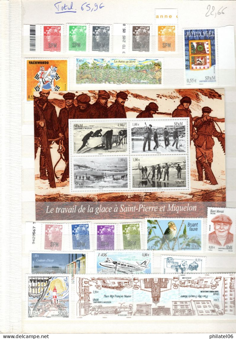 SAINT-PIERRE ET MIQUELON  TIMBRES ET BLOCS RECENTS  FACIALE 65,9 EUROS  MNH** - Colecciones & Series