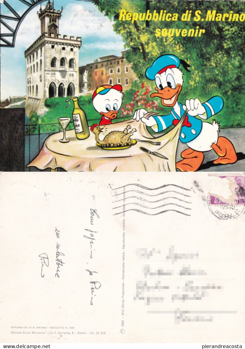 Repubblica Di S. Marino. Souvenir (Disney). Viaggiata 1962 - San Marino