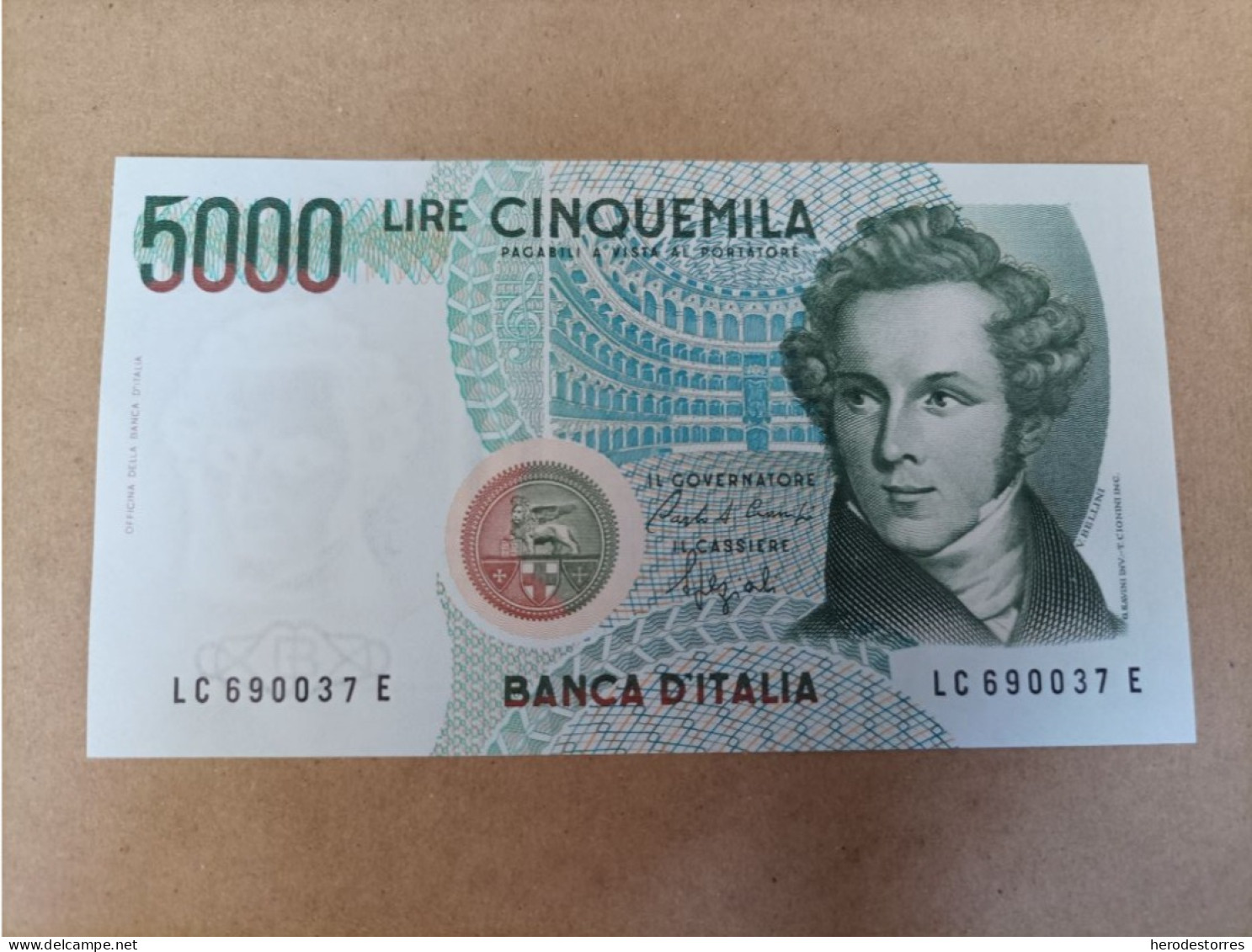 Billete De Italia De 5000 Liras, Año 1985, UNC - A Identifier