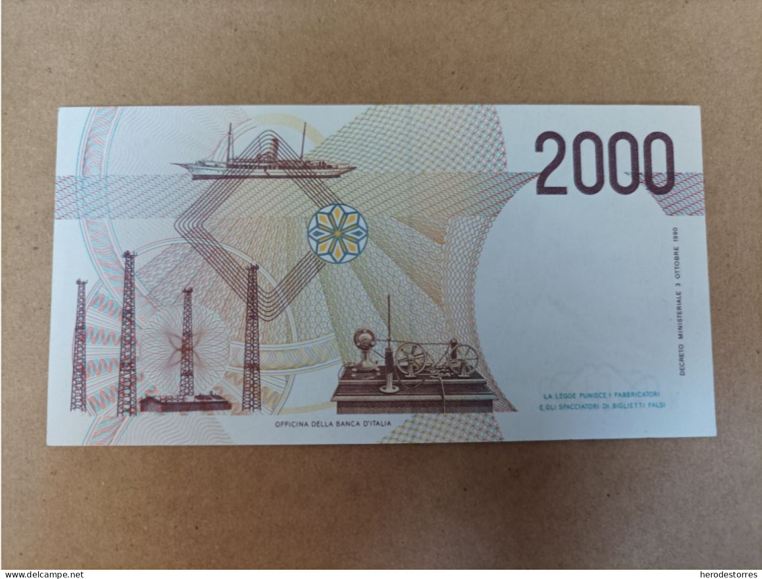 Billete De Italia De 2000 Liras, Año 1990, UNC - To Identify