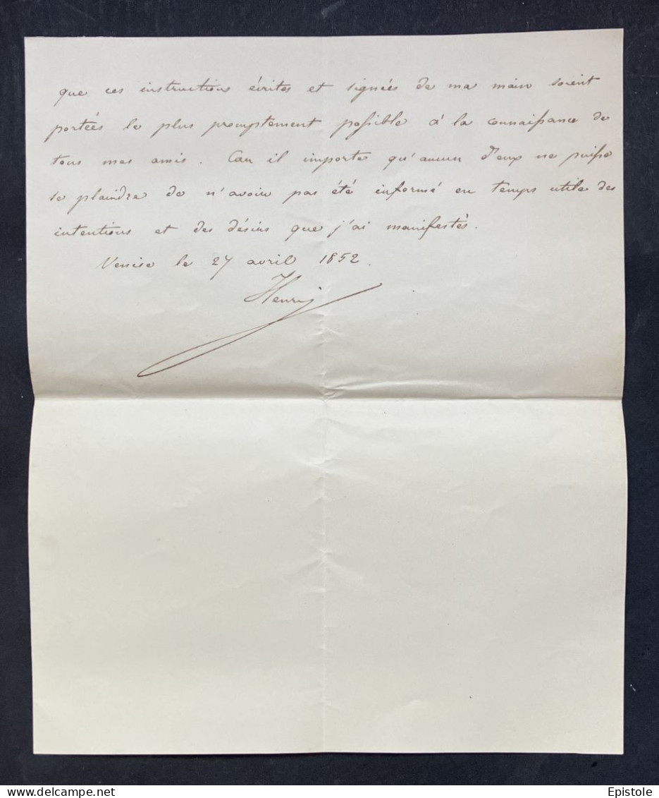 HENRI V – Lettre Autographe Signée – Projet Politique, Monarchie Et Empire Napoléon III - 1852 - Personnages Historiques