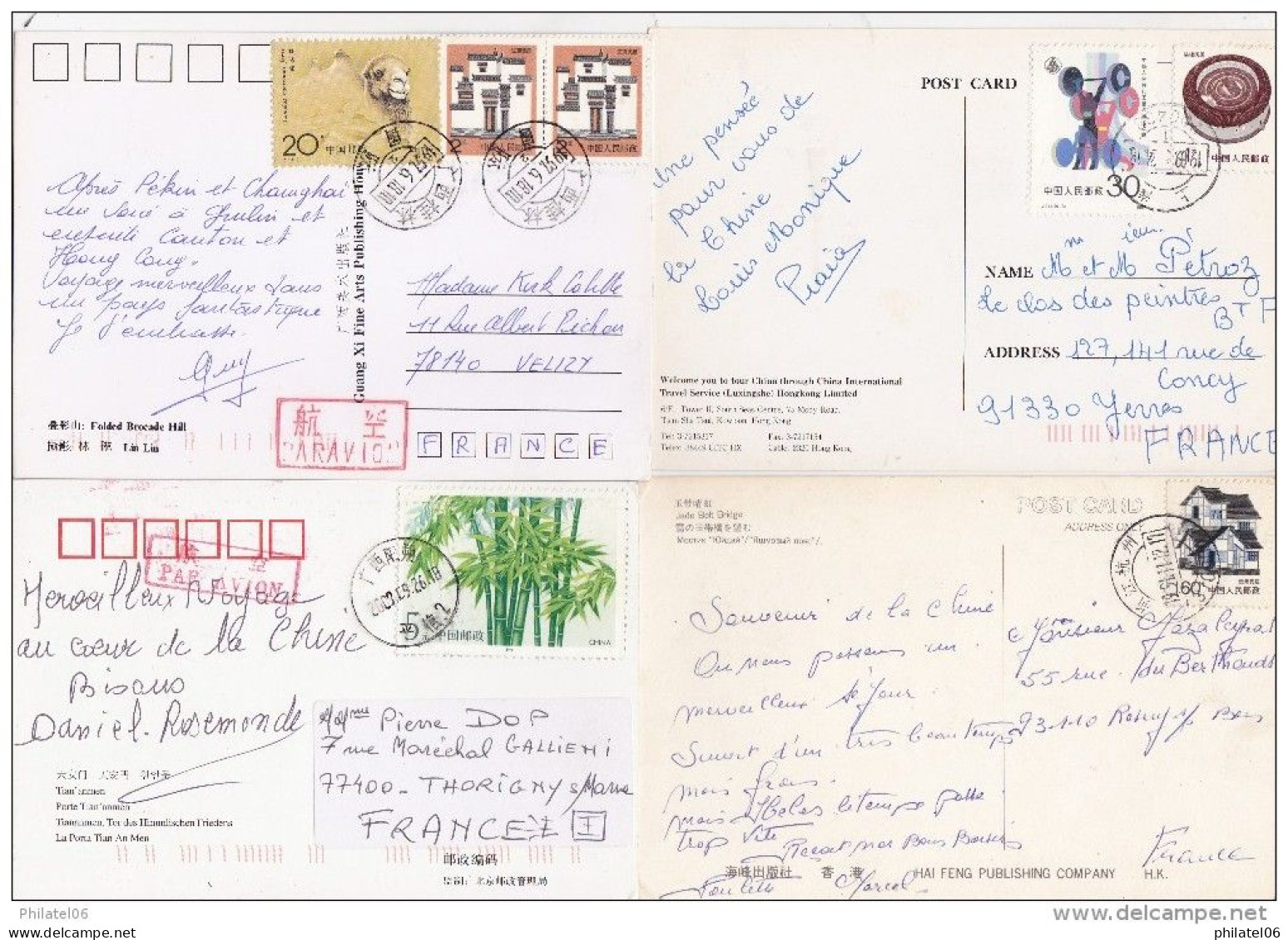 CHINA STAMPS IN POSTCARDS AND LETTER - Collections, Lots & Séries