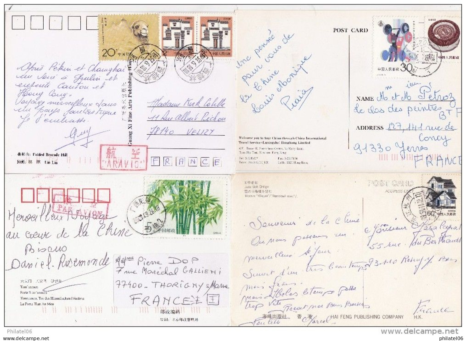 CHINA STAMPS IN POSTCARDS AND LETTER - Lots & Serien
