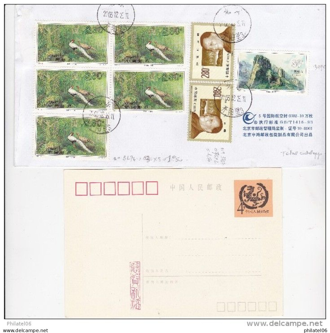 CHINA STAMPS IN POSTCARDS AND LETTER - Lots & Serien