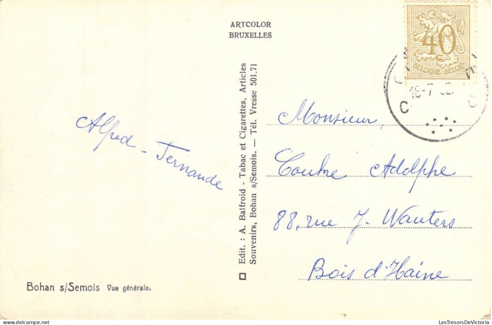 BELGIQUE - Bohan Sur Semois - Vue Générale - Carte Postale Ancienne - Vresse-sur-Semois