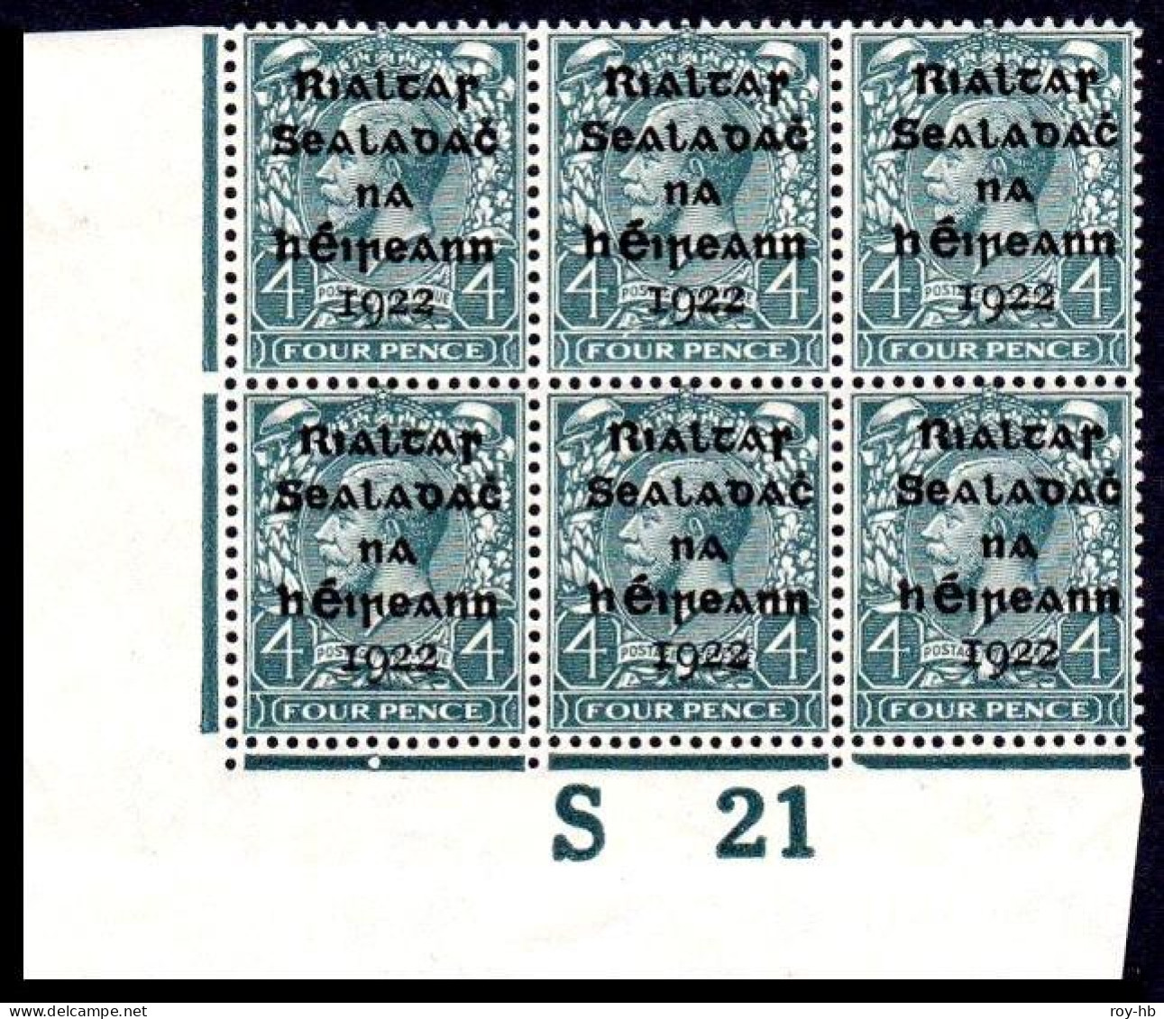 1922 Dollard Control Block Of 6 S21 I With "break Over 4" - Unused Stamps